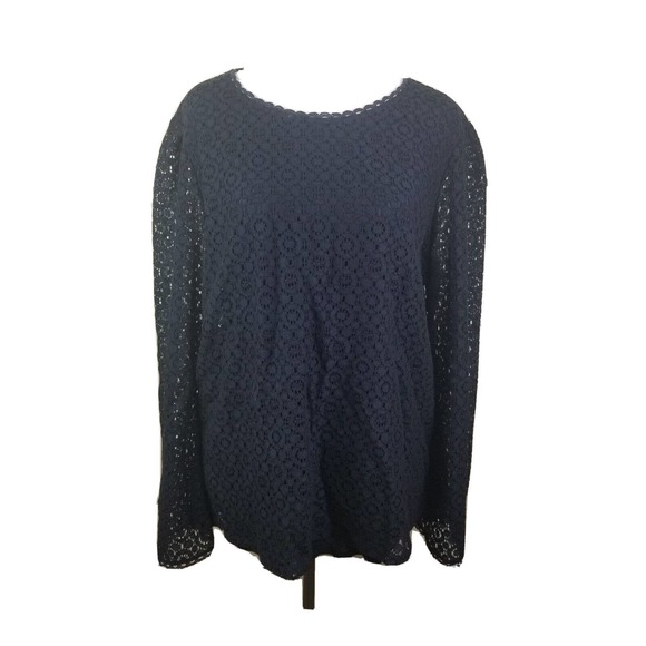 Banana Republic Tops - Banana Republic‎ Womens XL top Navy Lace Blouse Sleeveless flare bell sleeve